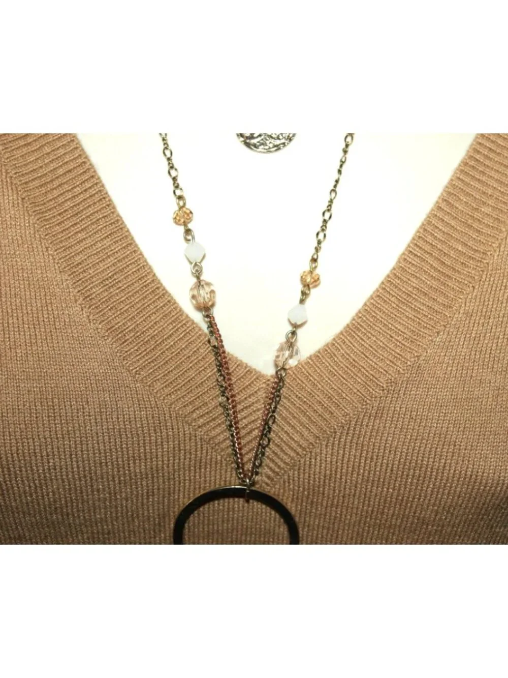 Express Long Layered Beaded Lariat Drop Pendant Necklace Y2K Deadstock